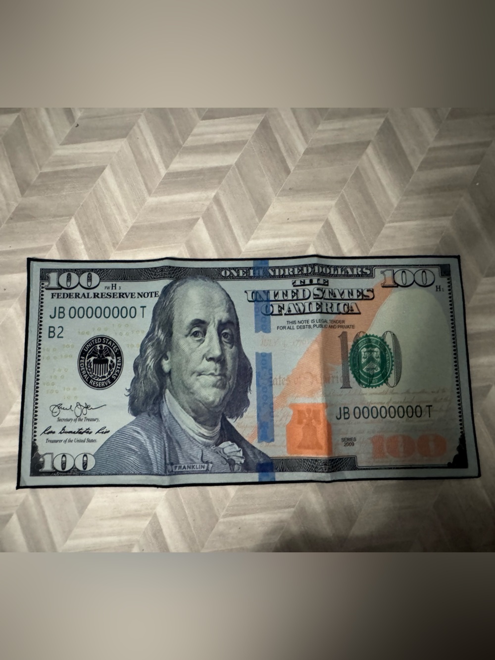 Novelty $100 Bill RUG - Blue, Orange, Green